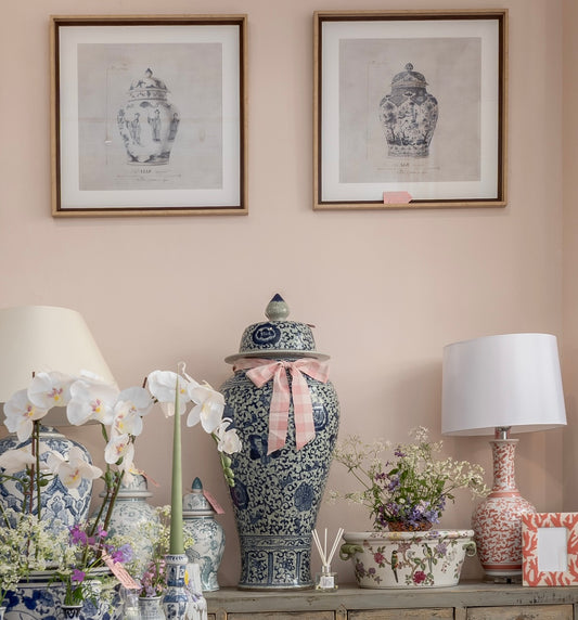 Giant Blue and White Chinoiserie Crackle Urn