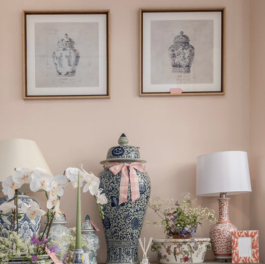 Framed Blue & White Chinoiserie Ginger Jar Pictures (Set of 2)