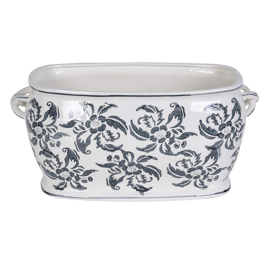 Blue & White Chinoiserie Floral Planter