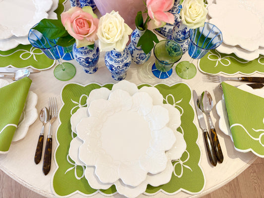 Bridget Cotton Bow Placemat In Asparagus