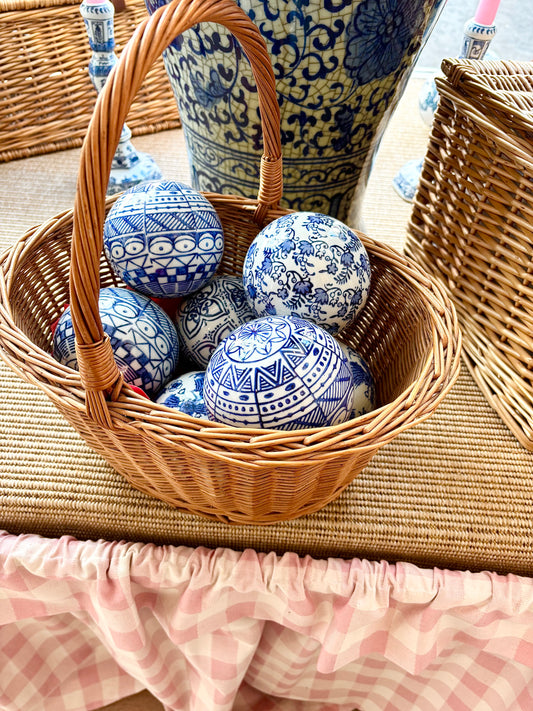 Blue and White Chinoiserie Lin Bu Balls (Set of 6)