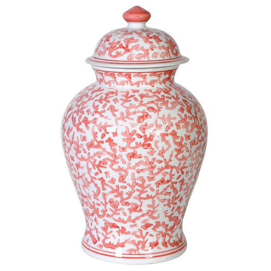 Large Coral Ginger Jar
