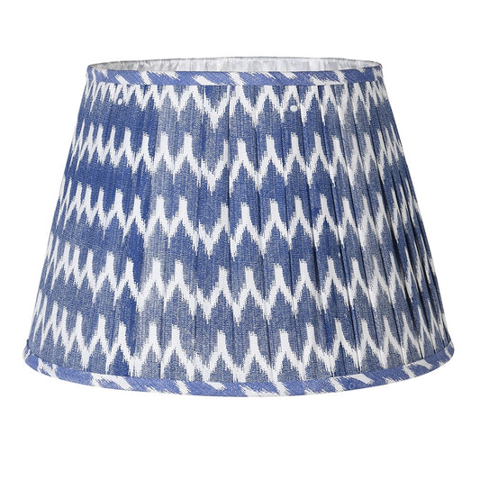 Large Blue Pleated Ikat Lampshade