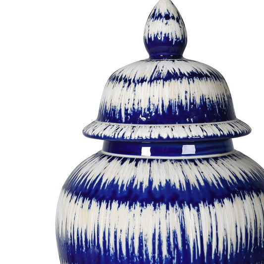 Ikat Blue and White Ginger Jar