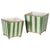Green & Gold Striped Planters (Set of 2)