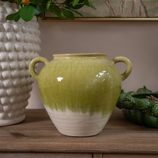 Green Dipped Terracotta Tuscan Vase