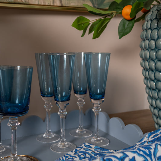 Amalfi Blue Champagne Glasses (set of 4)