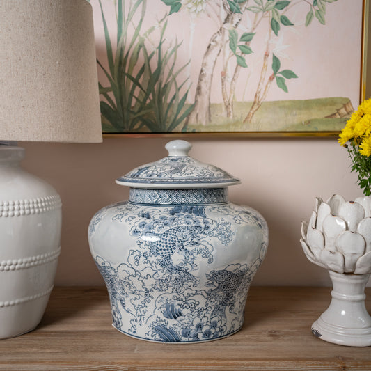 Chinoiserie Blue and White Ginger Jar