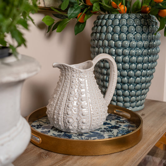 Sea Urchin Water Jug in Earth White