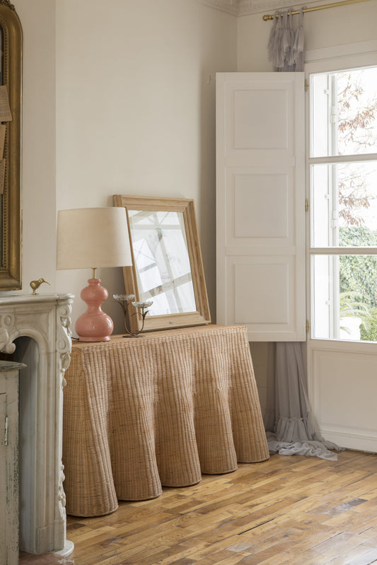 Rattan Scalloped Large Console Table