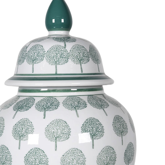 Green and White Tree Ginger Jar