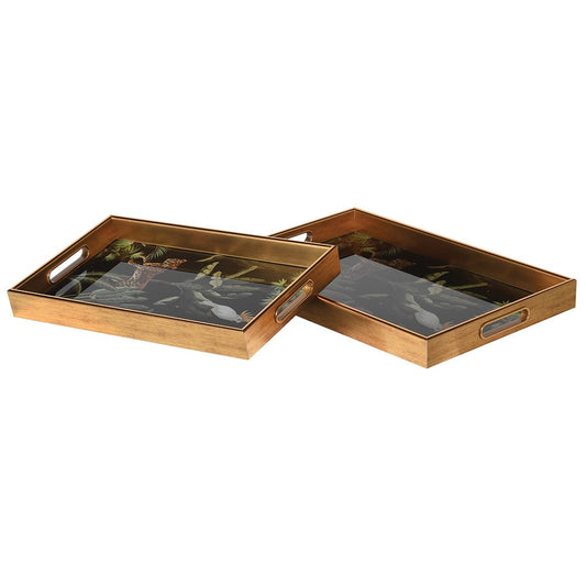 Gold Parrot Trays (Set of Two)