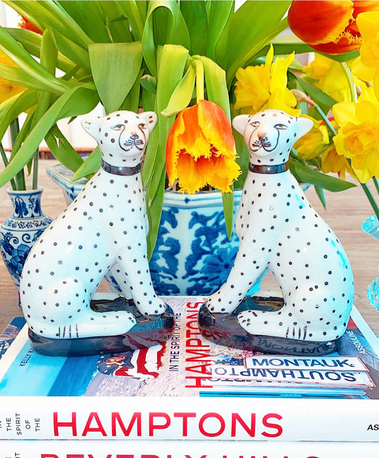 Sitting Leopards Ornament Set of Two