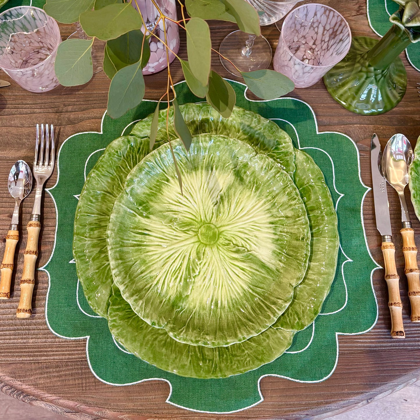 Green Cabbage Leaf Side Plate