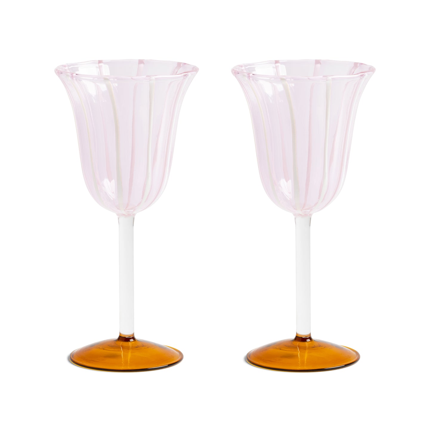 Pink Stripe Wine Glass (Set of 2)