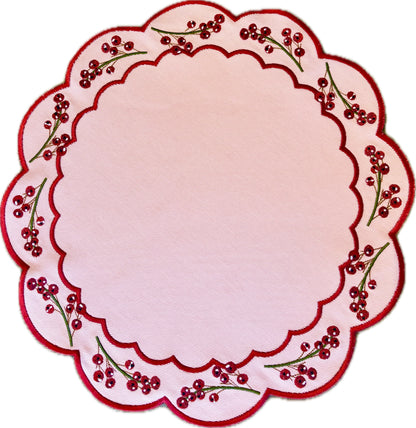Pink Berry Scalloped Placemat