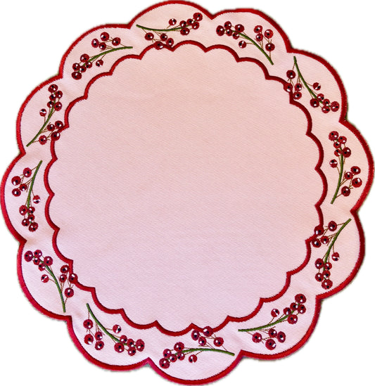 Pink Berry Scalloped Placemat