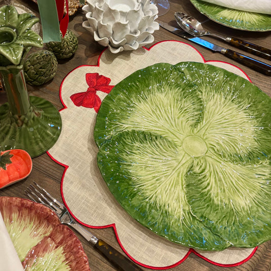 Red Bow Scalloped Placemat