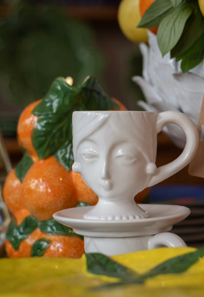 Sicilian Head Espresso Cup and Saucer (Set of 2)