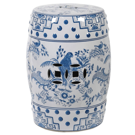 Blue Chinoiserie Stool