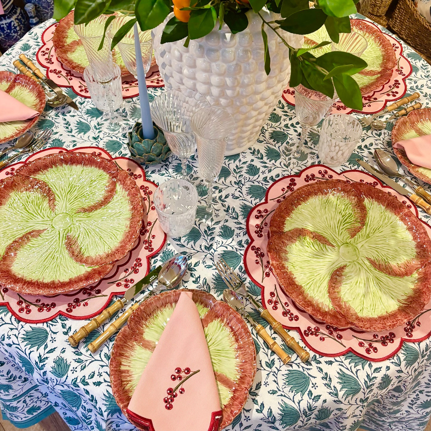 Large White Thyme Bobbled Vase