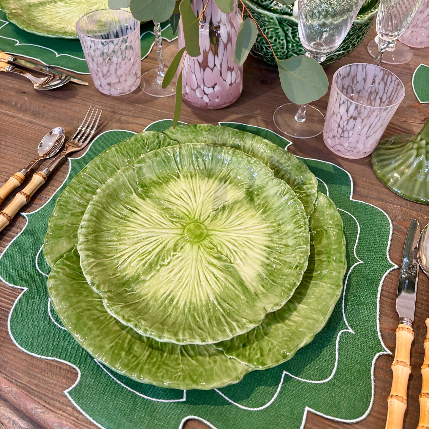 Green Cabbage Leaf Side Plate