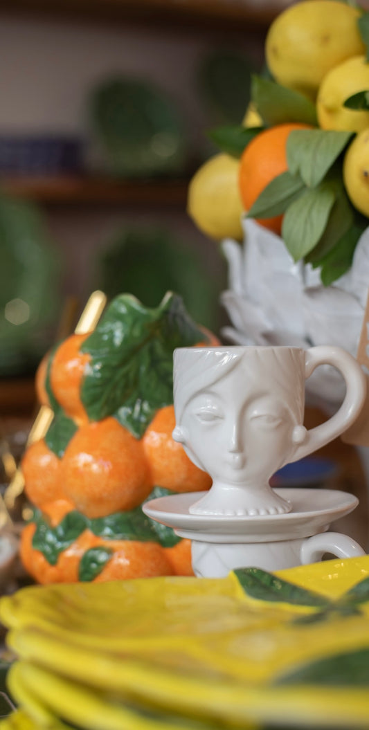 Sicilian Head Espresso Cup and Saucer (Set of 2)