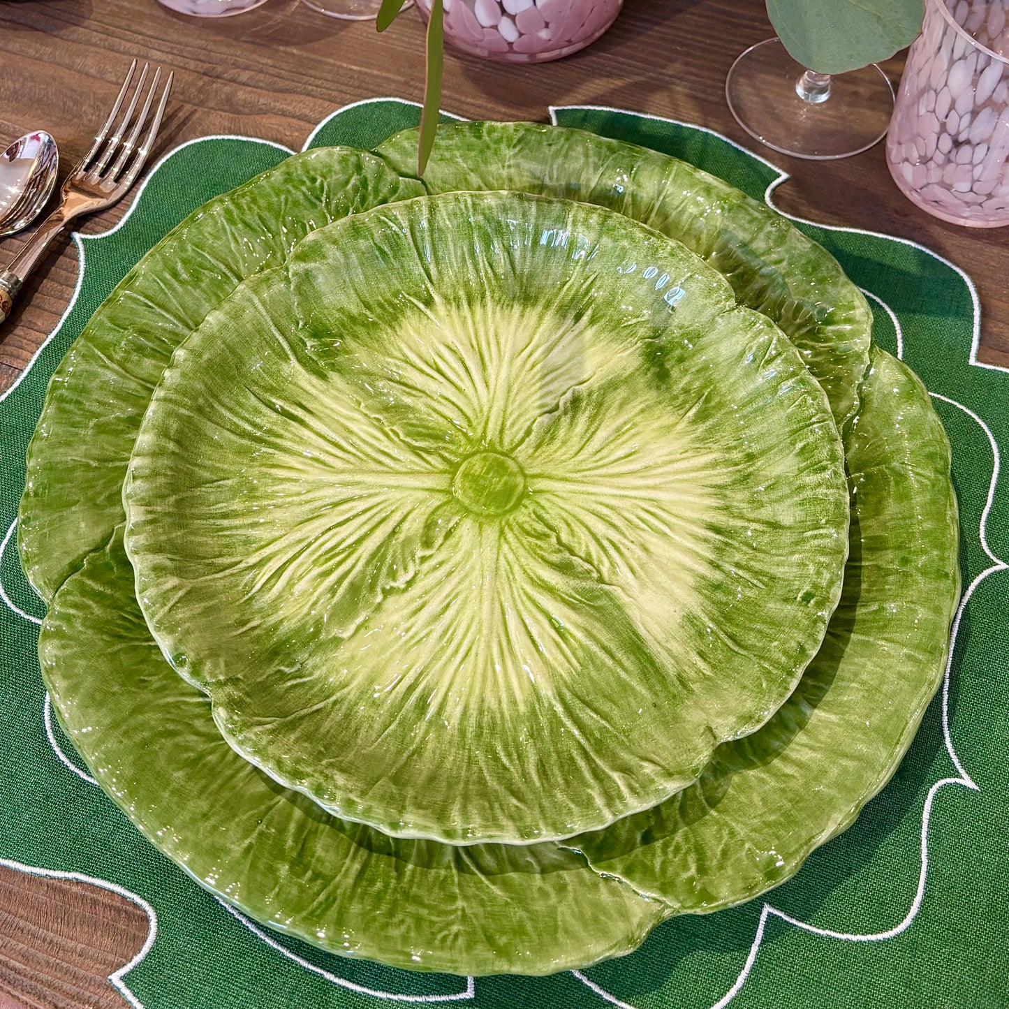 Green Cabbage Leaf Side Plate