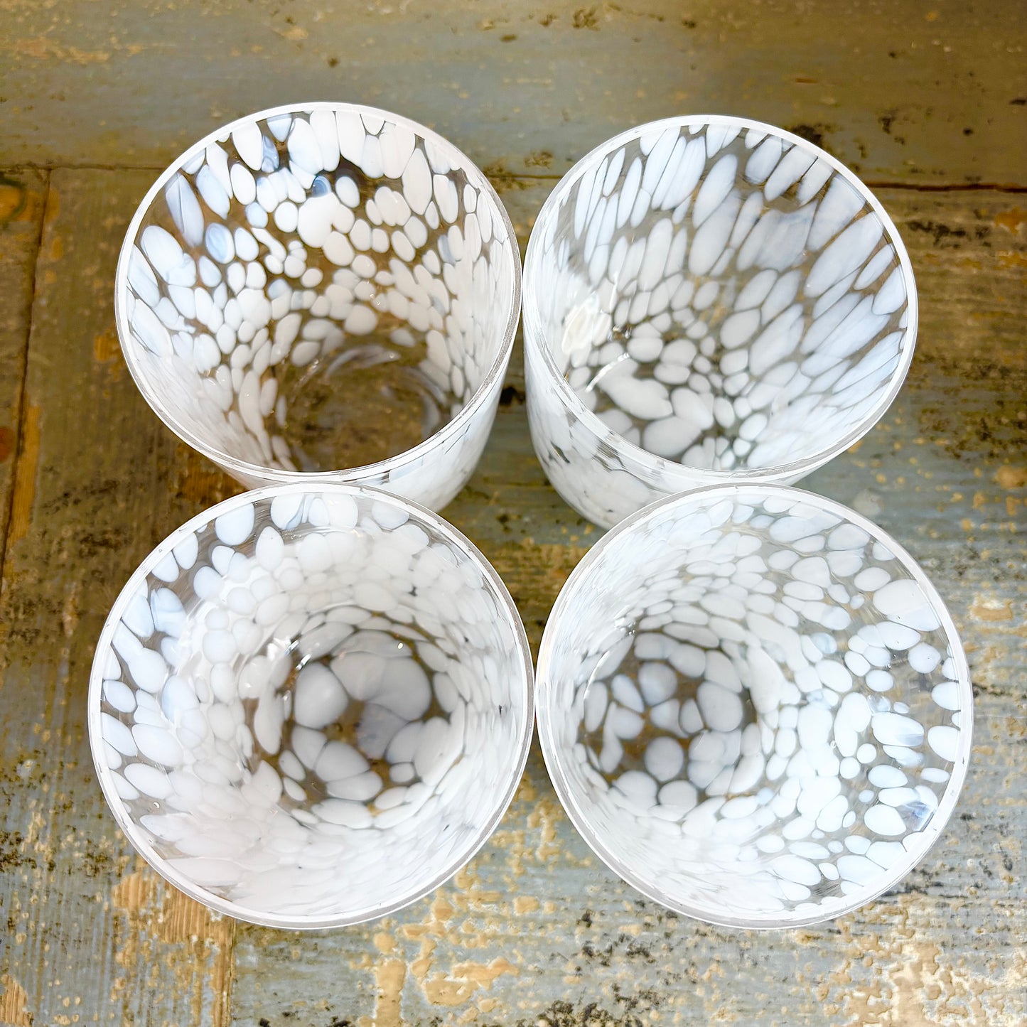 White Dappled Water Glasses (Set of 4)