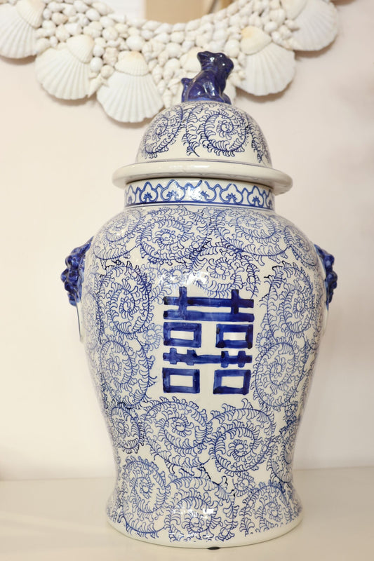 Large Blue and White Chinoiserie Ginger Jar