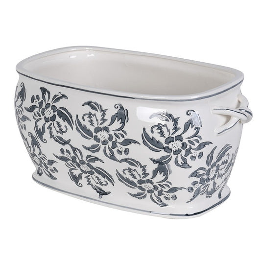 Blue & White Chinoiserie Floral Planter
