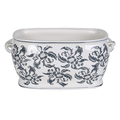 Blue & White Chinoiserie Floral Planter