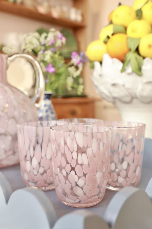 Pink Dappled Water Glasses (Set of 4)