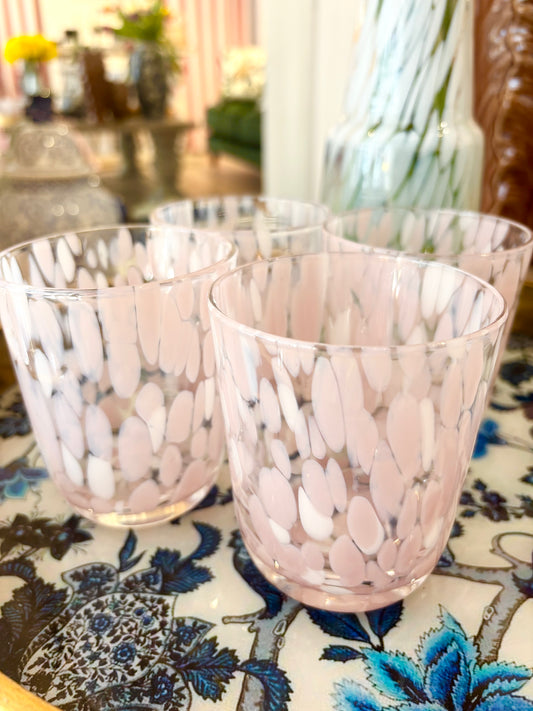 Pink Dappled Water Glasses (Set of 4)