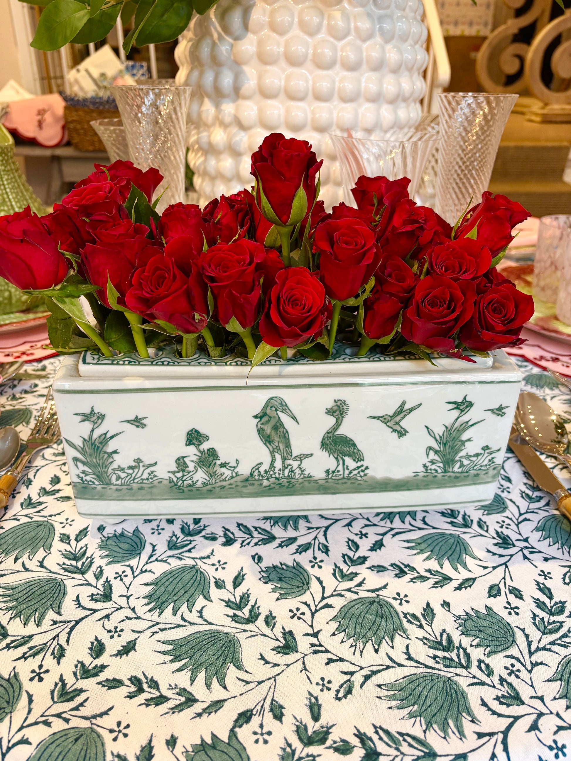 Sage Chinoiserie Tulipiere Stem Vase – Velvet Victoria Home