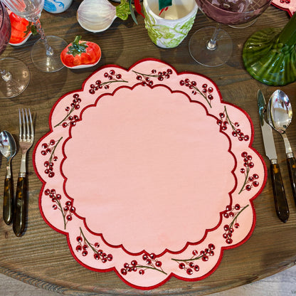 Pink Berry Scalloped Placemat