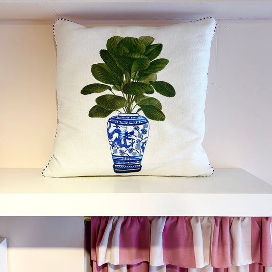 Chinoiserie Plant Cushion Cover