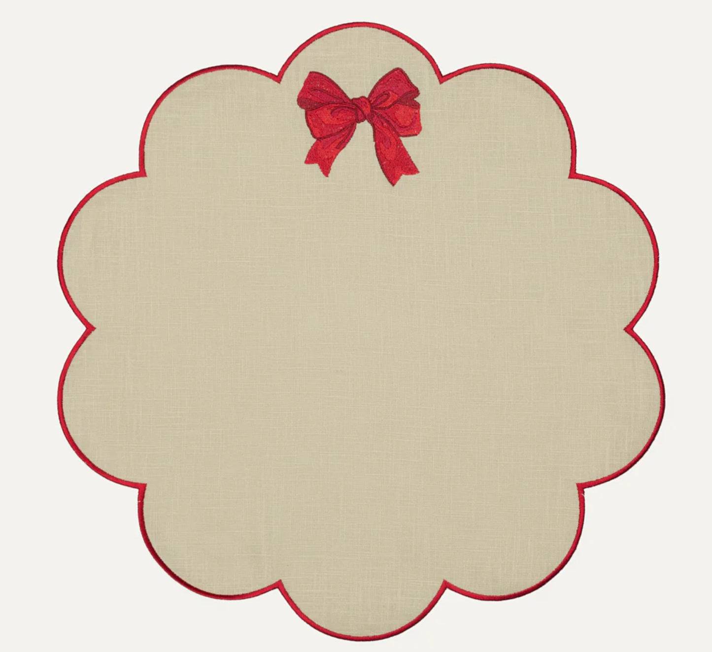 Red Bow Scalloped Placemat