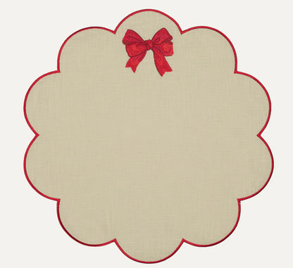 Red Bow Scalloped Placemat