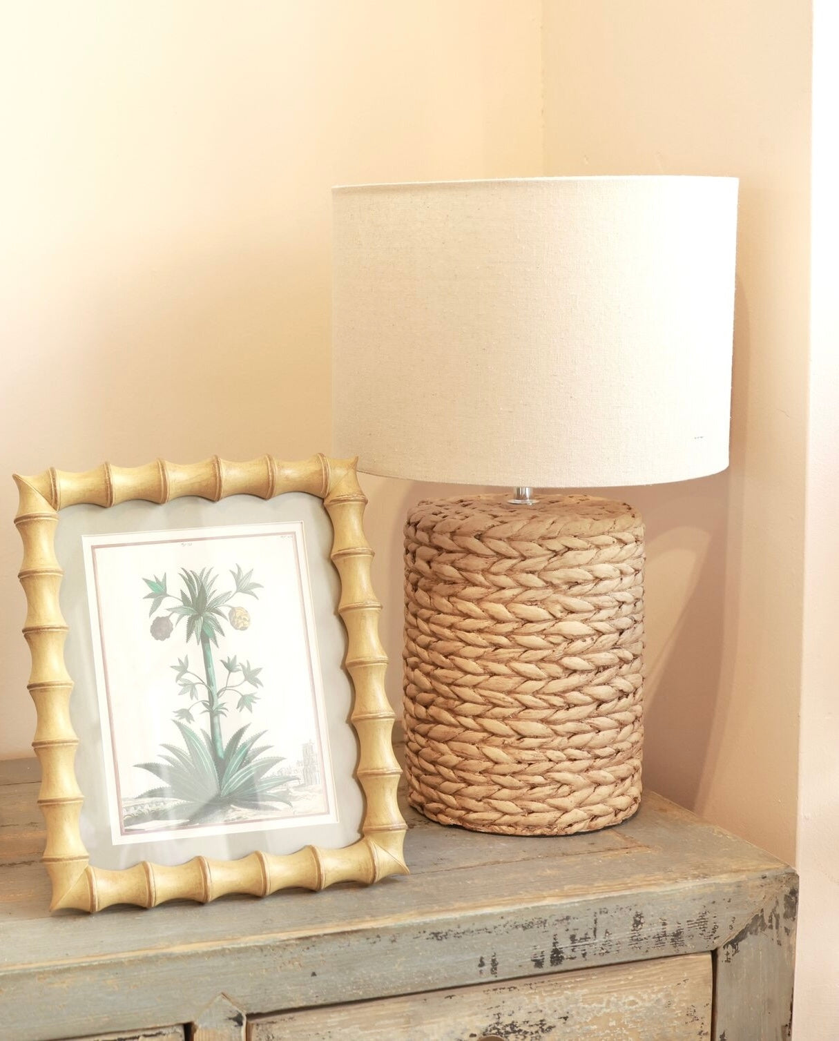 Small Rope Effect Table Lamp with Shade
