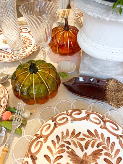 Glass Tea Light Green Pumpkin