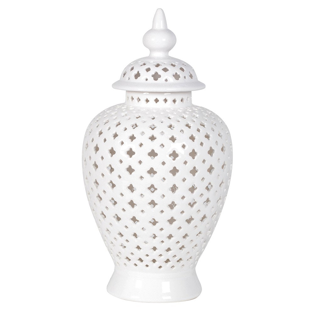 White Pierced Ginger Jar