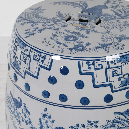 Blue Chinoiserie Stool