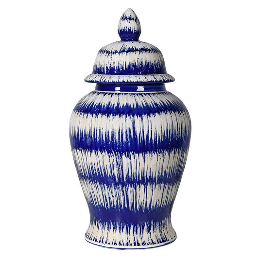 Ikat Blue and White Ginger Jar