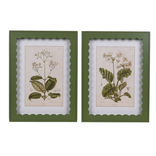 Green Scalloped Floral Prints (set of 2)