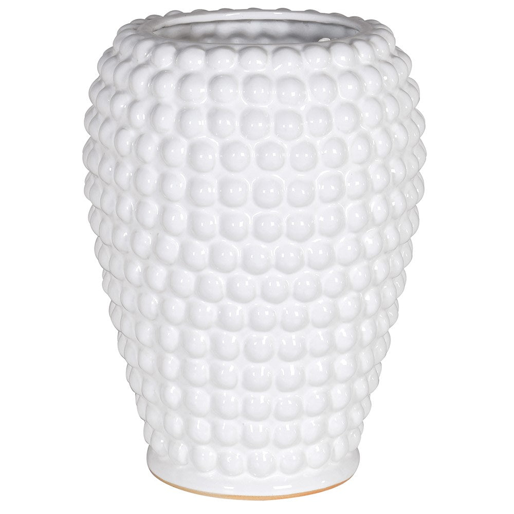 Large White Thyme Bobbled Vase