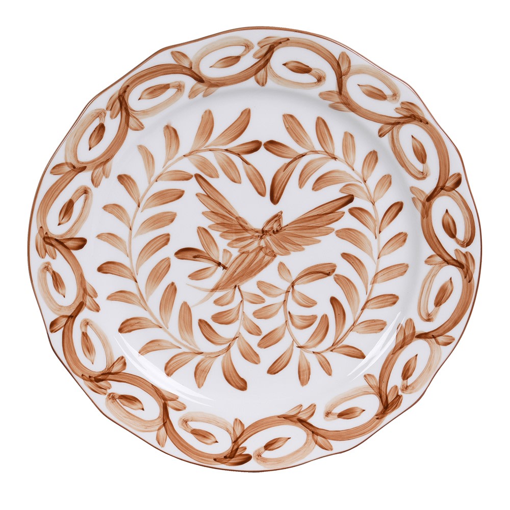 Chocolate Hand Painted Bird Dinner Plate