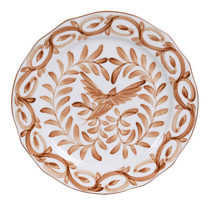 Chocolate Hand Painted Bird Dinner Plate