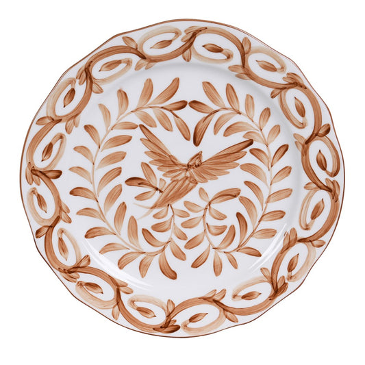Chocolate Hand Painted Bird Dinner Plate