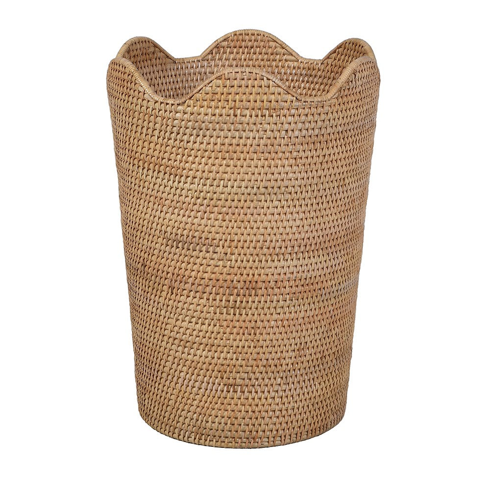 Natural Rattan Scalloped Umbrella Stand